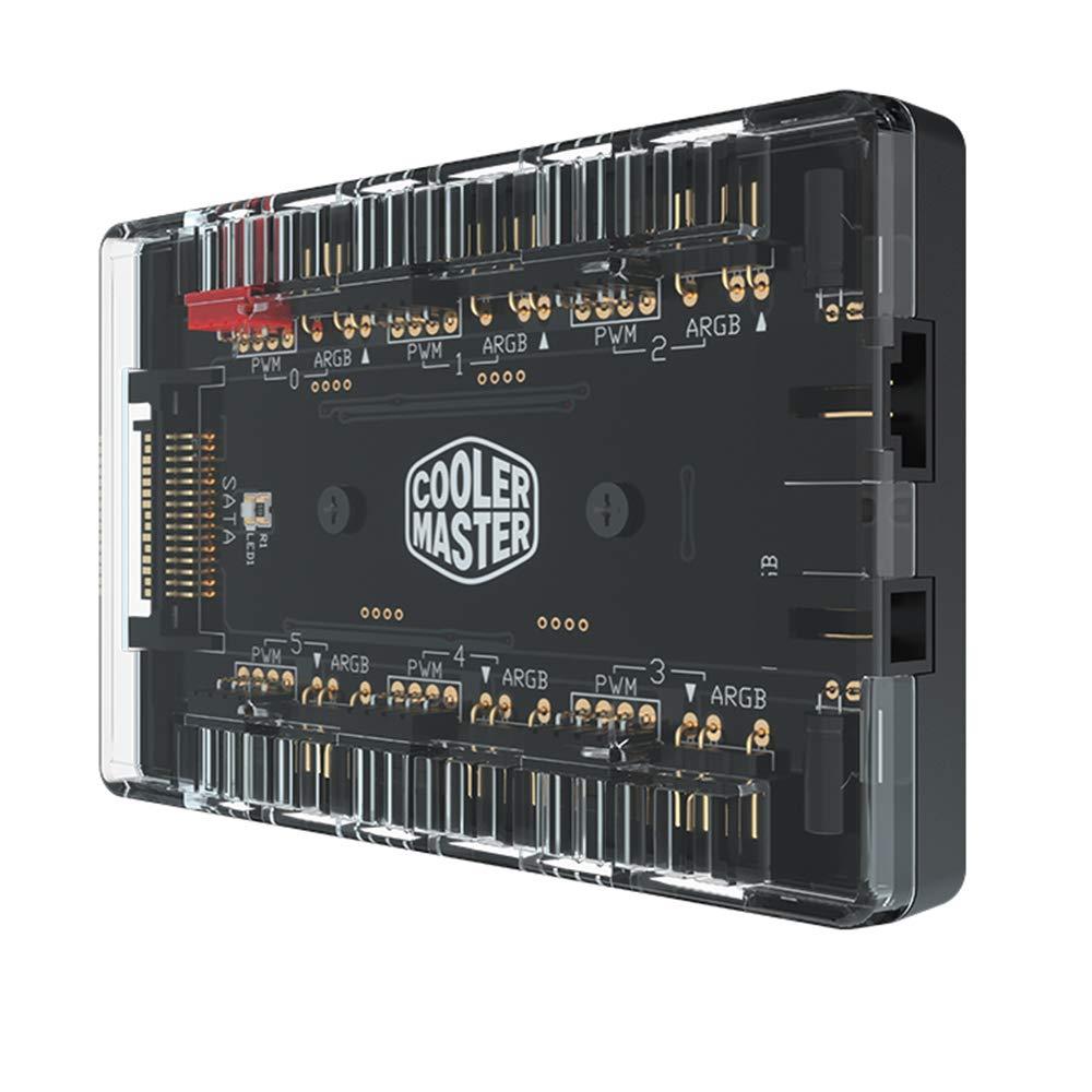 ARGB and PWM Fan HUB,6 Ports for Addressable RGB Lighting,1 to 6 Multi Way Magnetic backplane Splitter 5V/3PIN Case Fan Hub Adapter