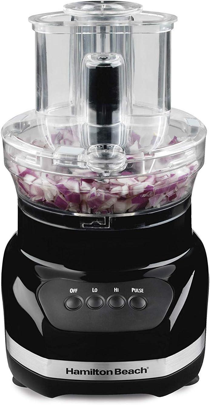 Hamilton Beach Big Mouth Duo 12 Cup Food Processor Includes 4 Cup Mini Bowl and 12 Cup Bowl 70580: 500W, 2 Speeds, Dishwasher-Safe