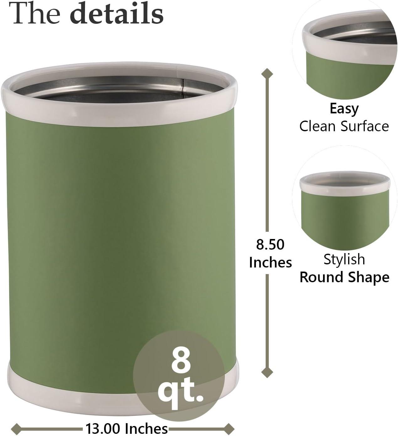 Kraftware Vinyl and Mylar Round Waste Basket 10 75 Mist Green