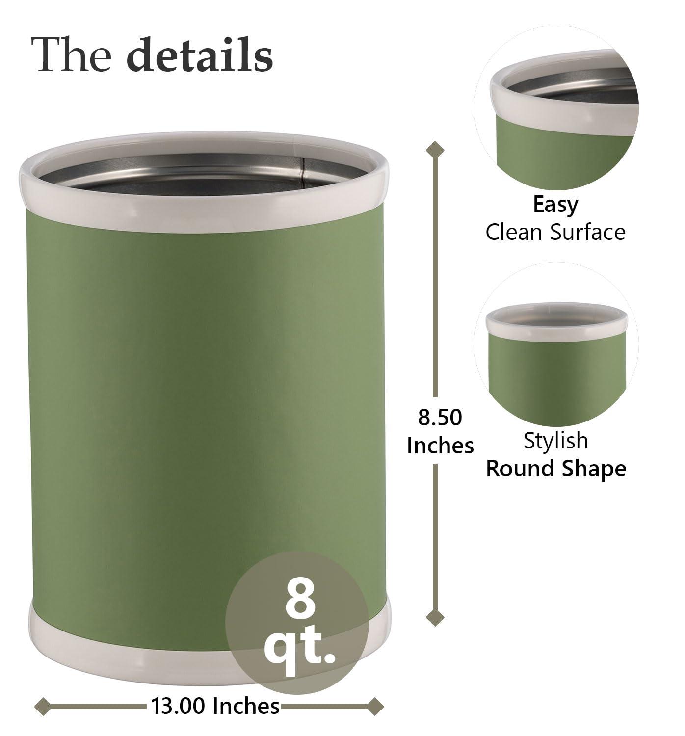 Kraftware Vinyl and Mylar Round Waste Basket 10 75 Mist Green