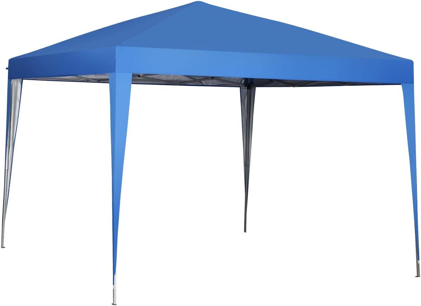 10 x 10 ft Blue Steel Pop-Up Canopy Tent