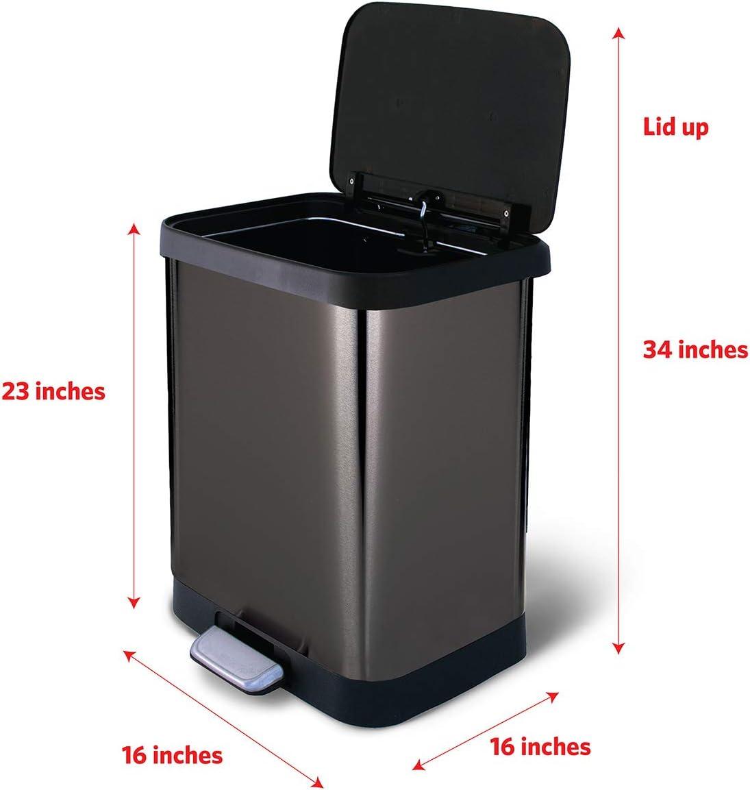 Gray Stainless Steel Step Trash Can with Pedal and Odor Protection