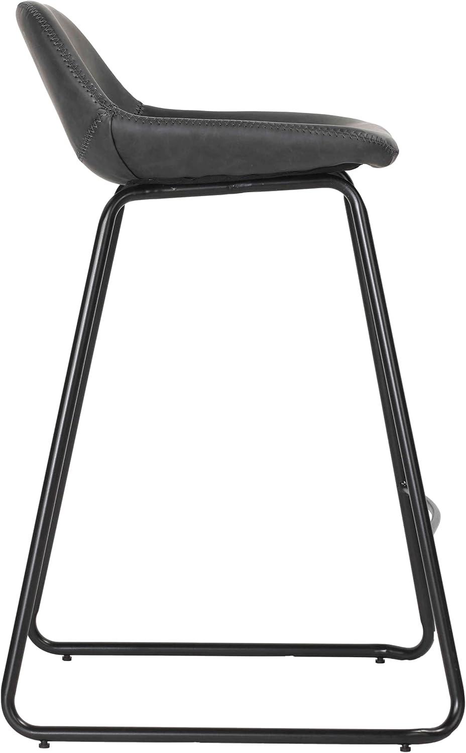 Cortesi Home Ava Counterstools in Charcoal Black Faux Leather (Set of 2)