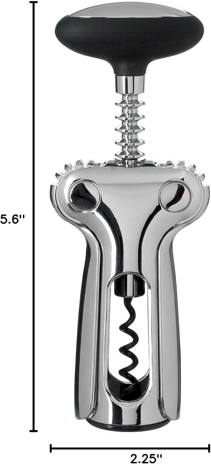 Stainless Steel Winged Corkscrew with Soft Knob Handle