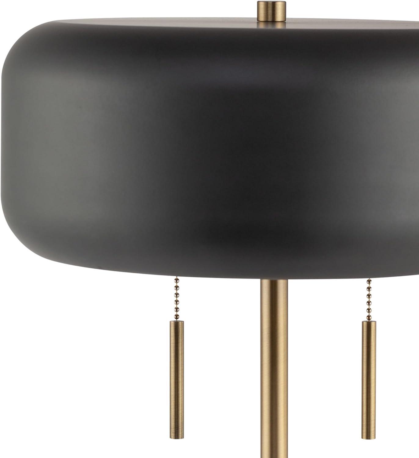 Metallic Dark Gray Dual Pull Chain Table Lamp