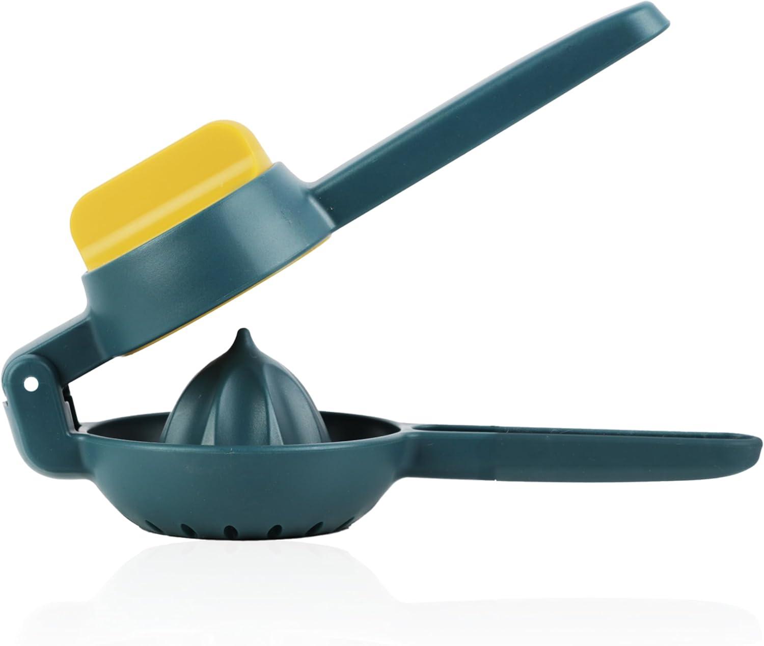 Servette Home Plastic Lemon Squeezer 2-in-1 Manual Juicer, 360° Rotating Design (Yellow)