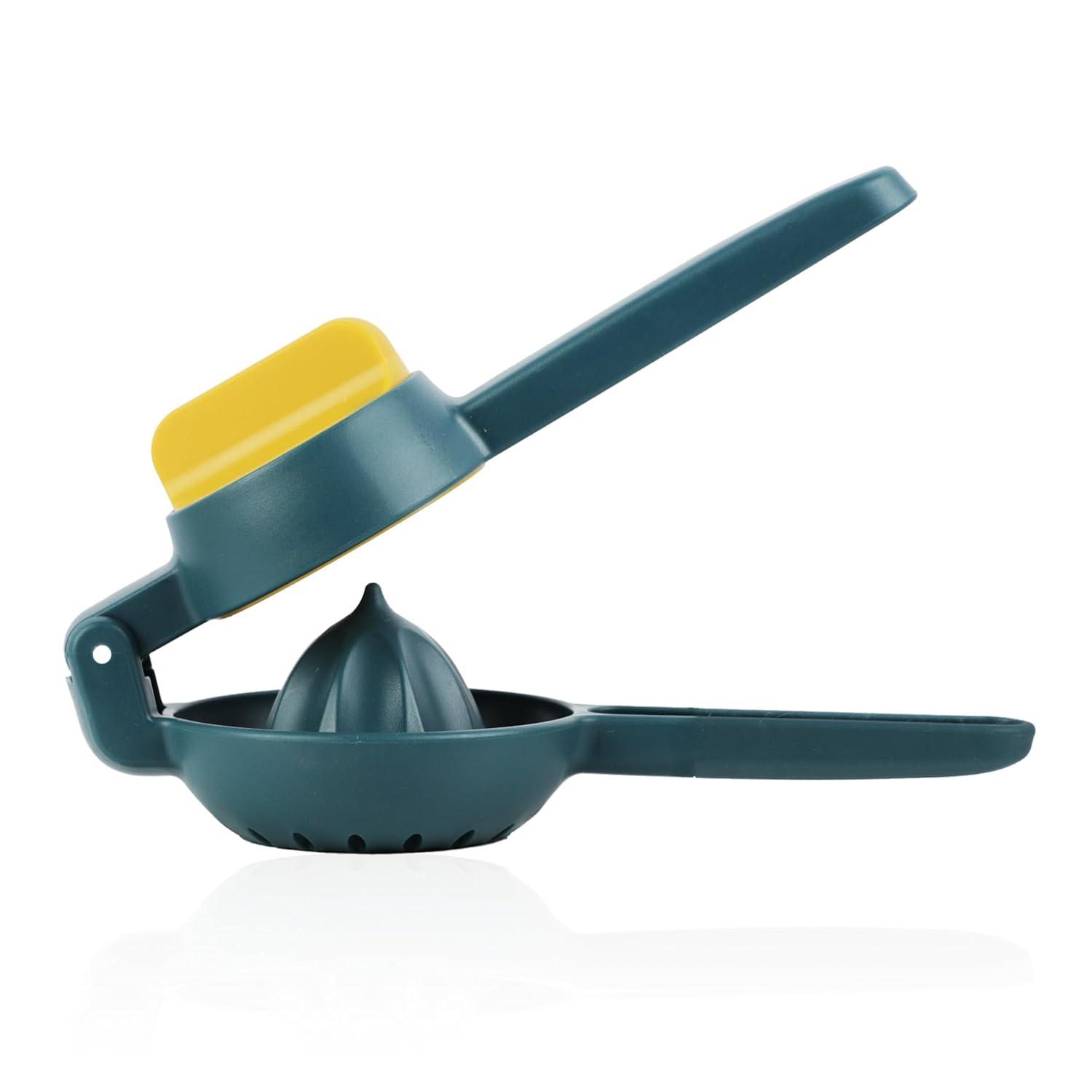 Servette Home Plastic Lemon Squeezer 2-in-1 Manual Juicer, 360° Rotating Design (Yellow)