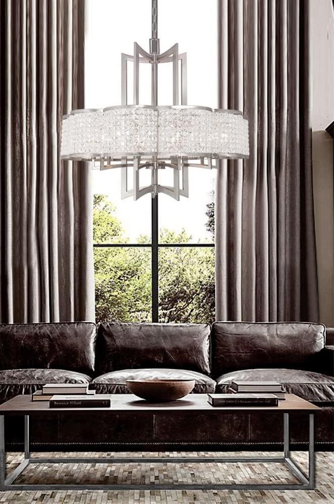 Brushed Nickel and Crystal 8-Light Chandelier