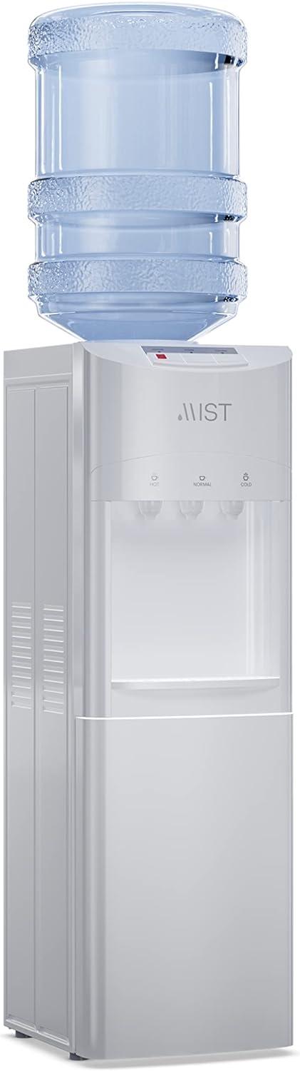 Mist White Top Loading Water Cooler Dispenser with Storage Cabinet