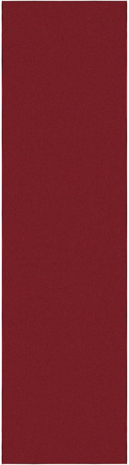 Red Solid Synthetic Washable Runner Rug with Non-Slip Backing