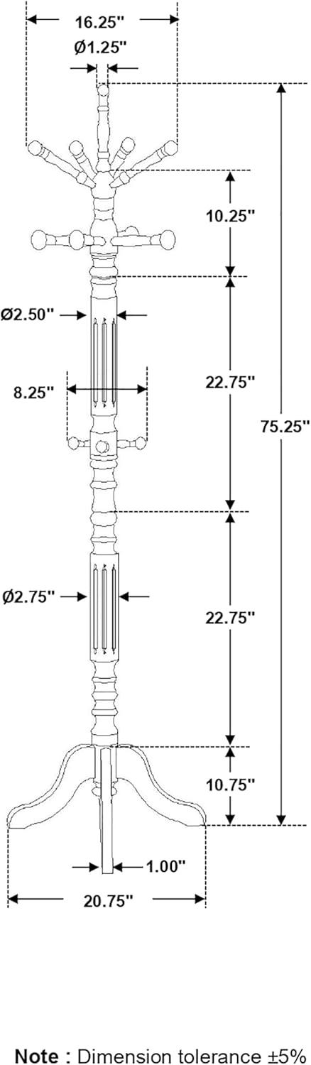Coat Rack with 11 Hooks Dark Honey