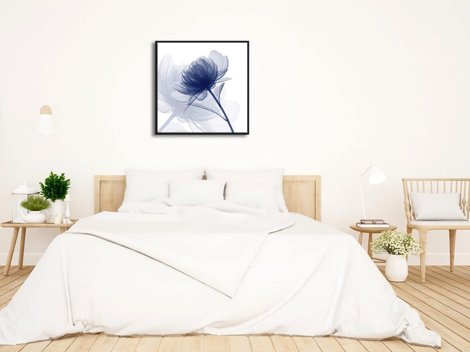 Blue Floral Abstract Canvas Wall Art 24x24