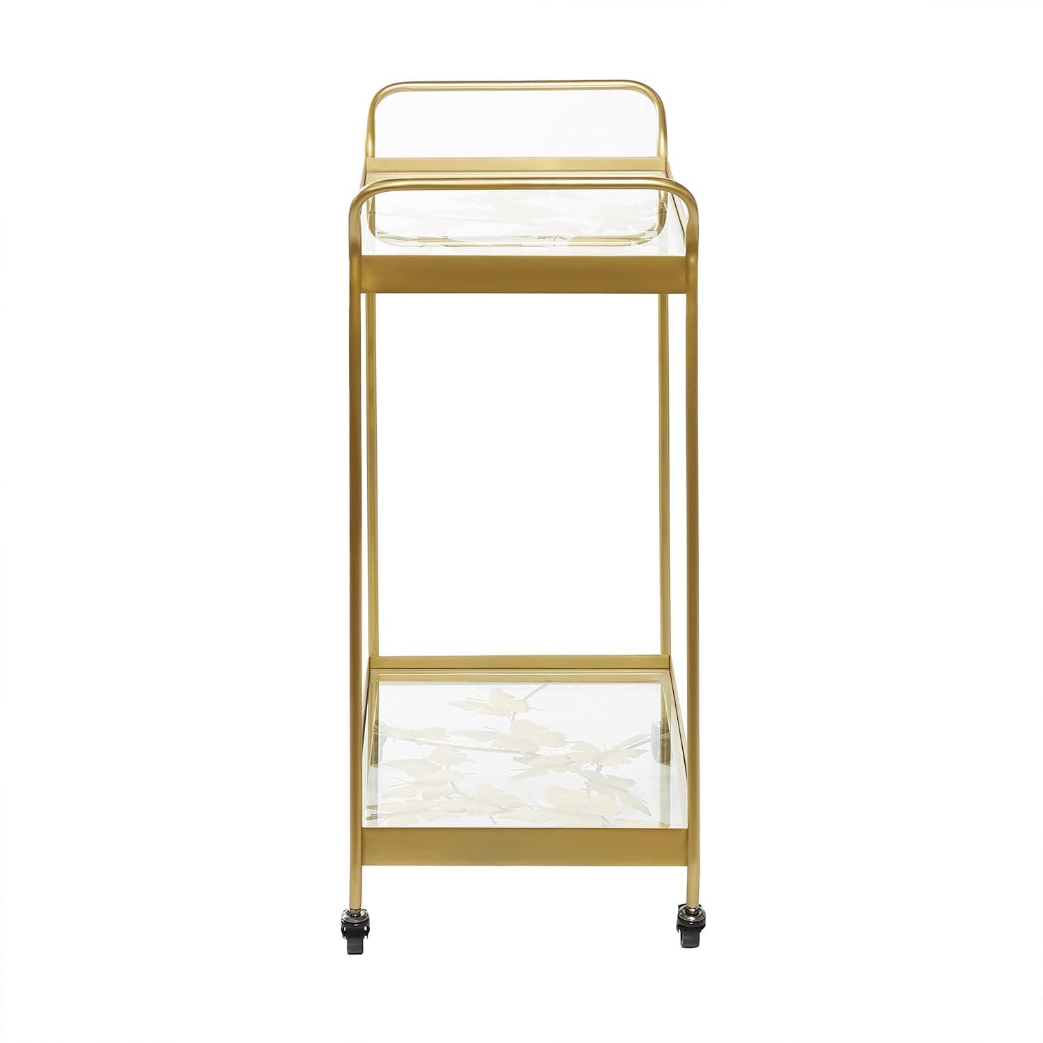 DecMode Metal Bar Cart Contemporary Gold