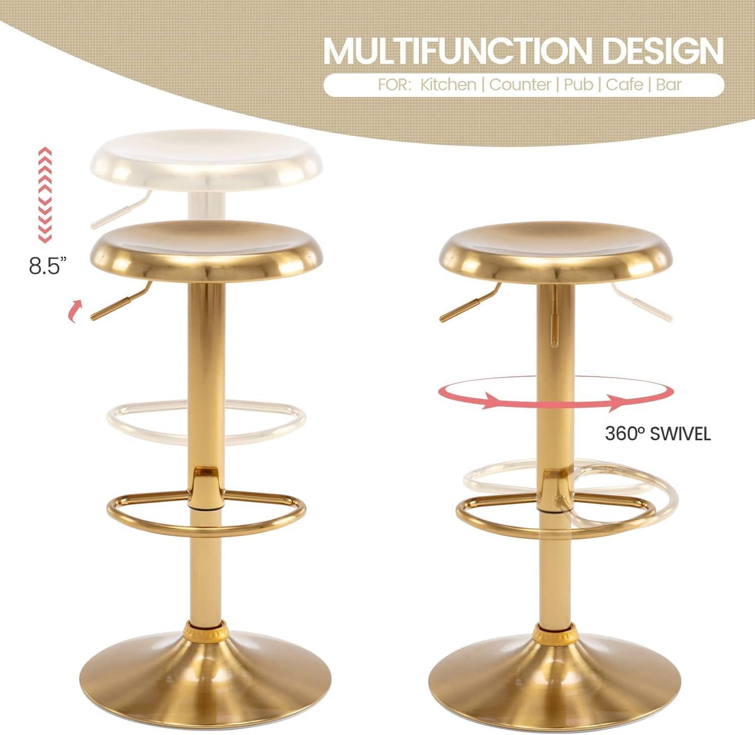 Gold Adjustable Swivel Backless Metal Bar Stool