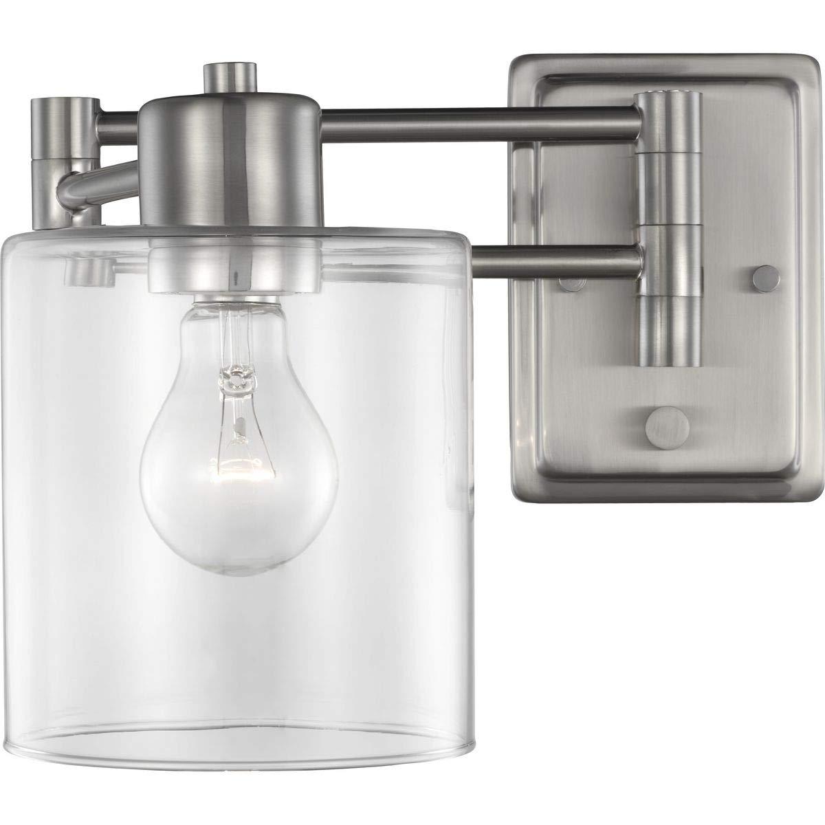 Progress Lighting Milner 1-Light Wall Bracket, Brushed Nickel, Clear Glass Shade
