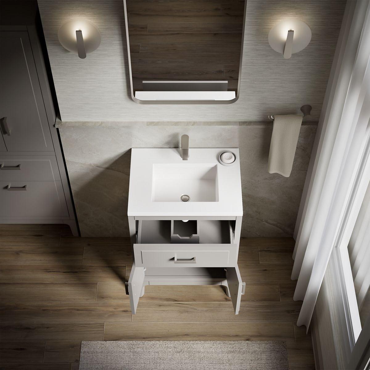 Seer 24" Freestanding Single Bathroom Vanity Cabinet with Sink and Quartz Top
