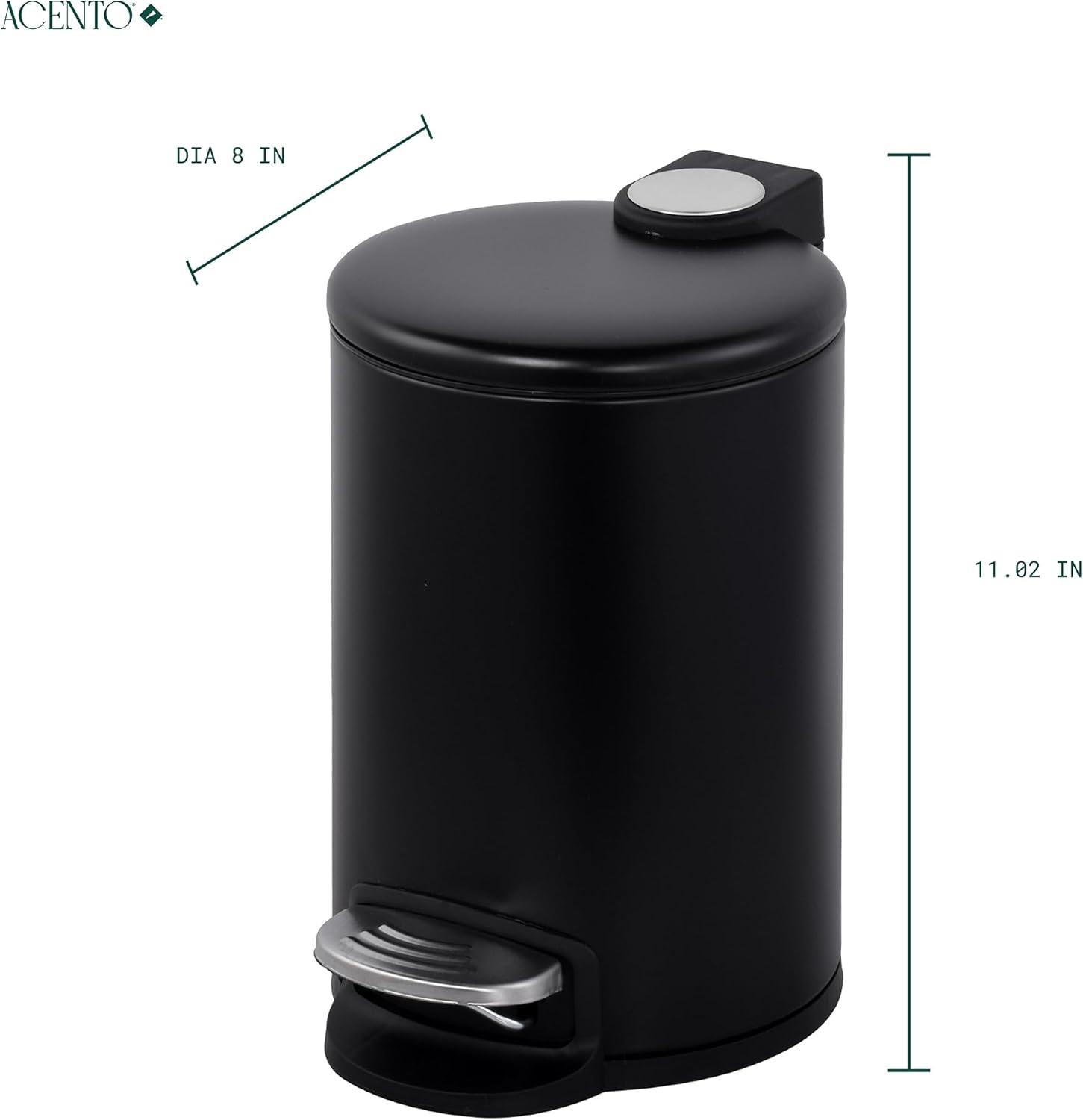 Acento Round slow-close bathroom wastebin with premium pedal, spot accent and lid (5L)