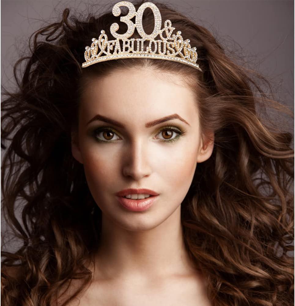 30th Birthday Decorations: Sash, Crown, Tiara for Women - Fabulous 30th Birthday Gifts