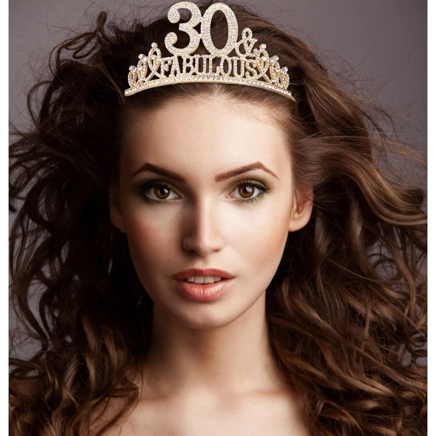 30th Birthday Decorations: Sash, Crown, Tiara for Women - Fabulous 30th Birthday Gifts