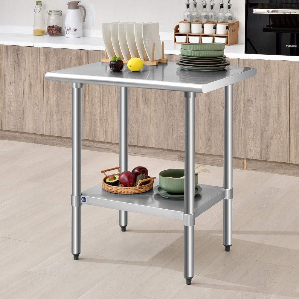 30x24 Inch Brushed Stainless Steel Rectangular Prep Table