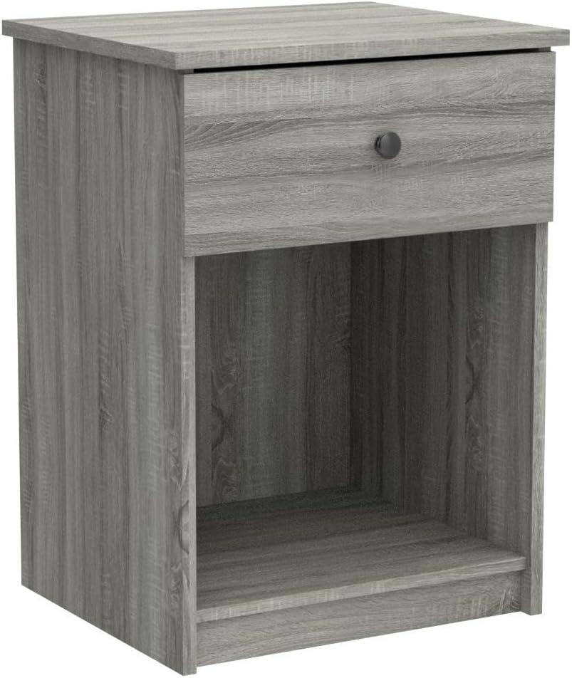 Furinno Lucca Nightstand with One Drawer, Set of 2, French Oak Grey