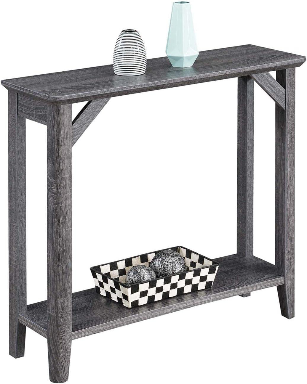 Winston 36" Weathered Gray Wood Console Table with Storage Shelf