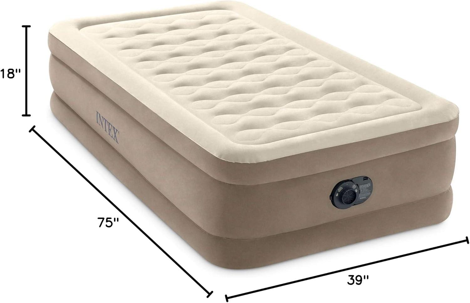 Intex Ultra Plush Fiber Tech Airbed Mattress with Built in Pump