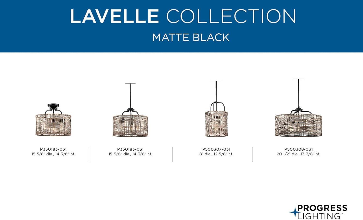 Lavelle 20.5" Matte Black Natural Rattan Drum Pendant Light