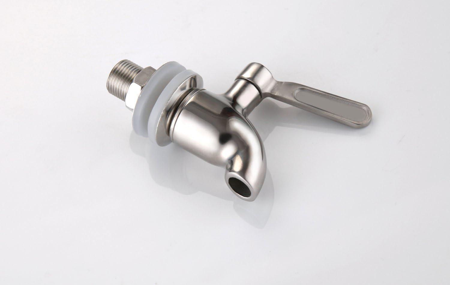 Polished Stainless Steel Beverage Dispenser Replacement Spigot Set