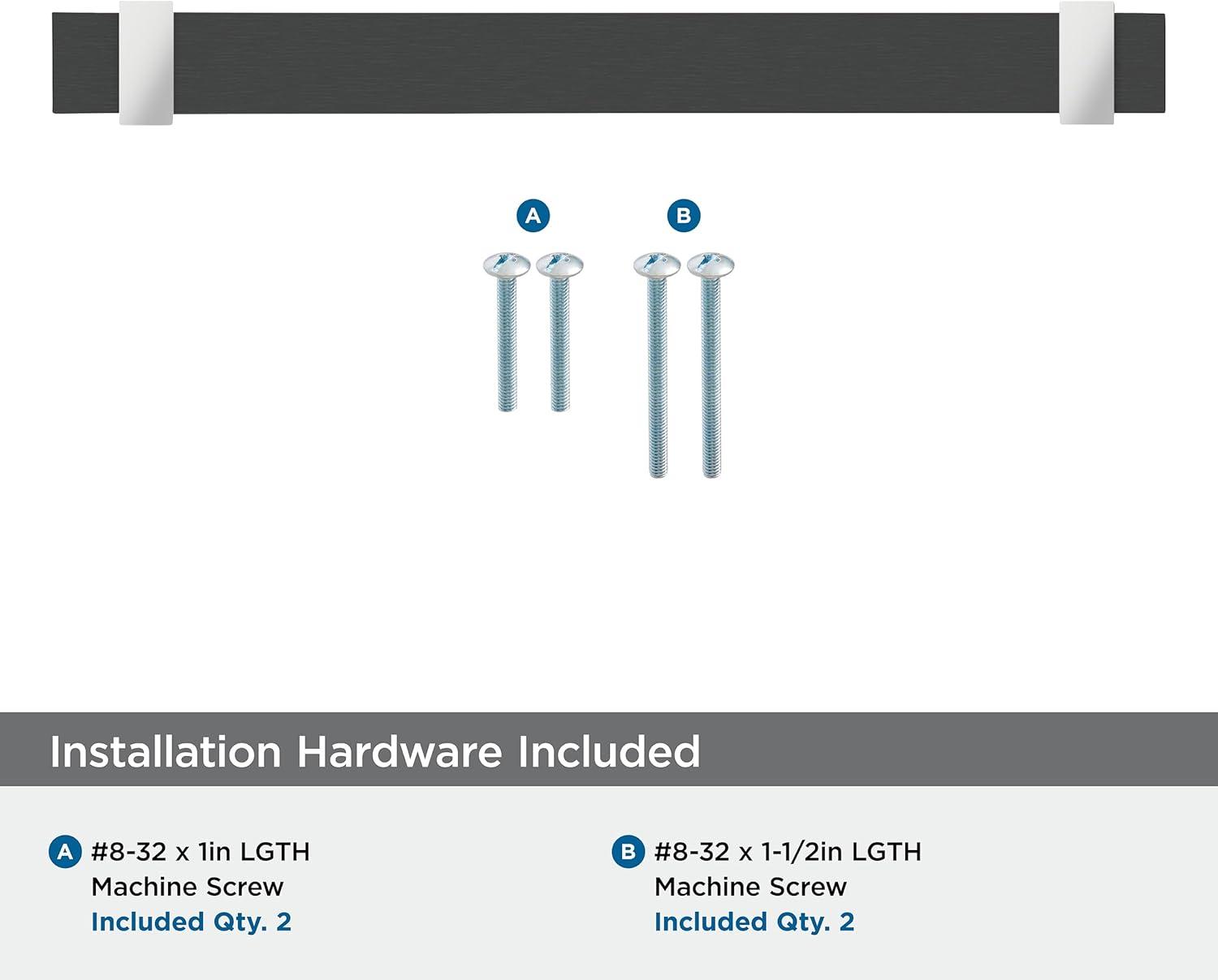 Amerock Overton 6-5/16 inch (160mm) Center-to-Center Brushed Matte Black/Polished Chrome Cabinet Pull