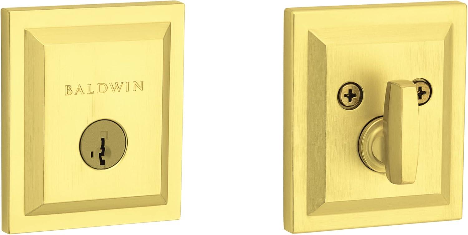 Baldwin Spyglass, Single Cylinder Front Door Deadbolt Featuring SmartKey Re-key Technology and Microban Protection, in Satin Brass