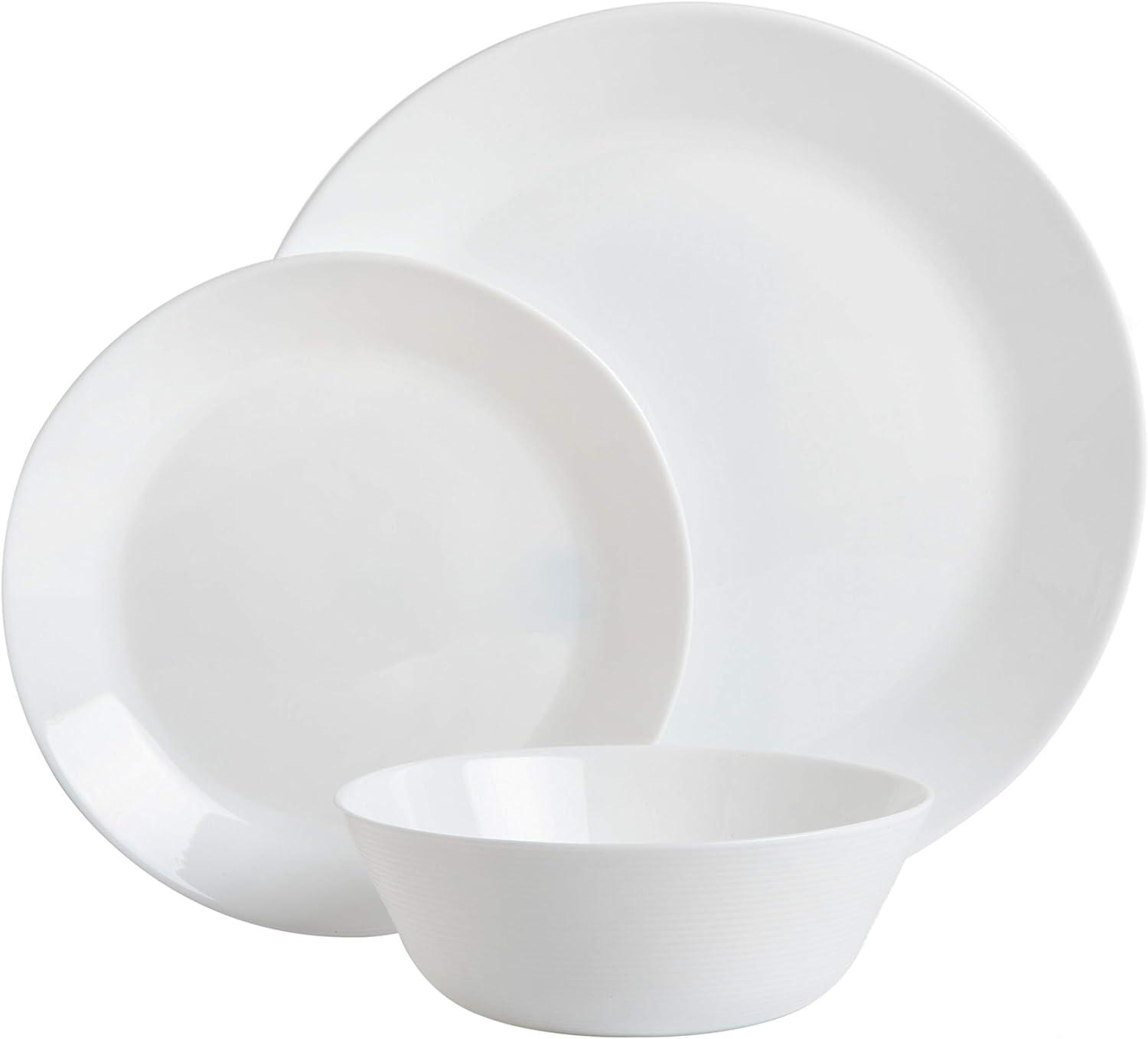 White Opal Glass Square Dinnerware Set, Service for 6