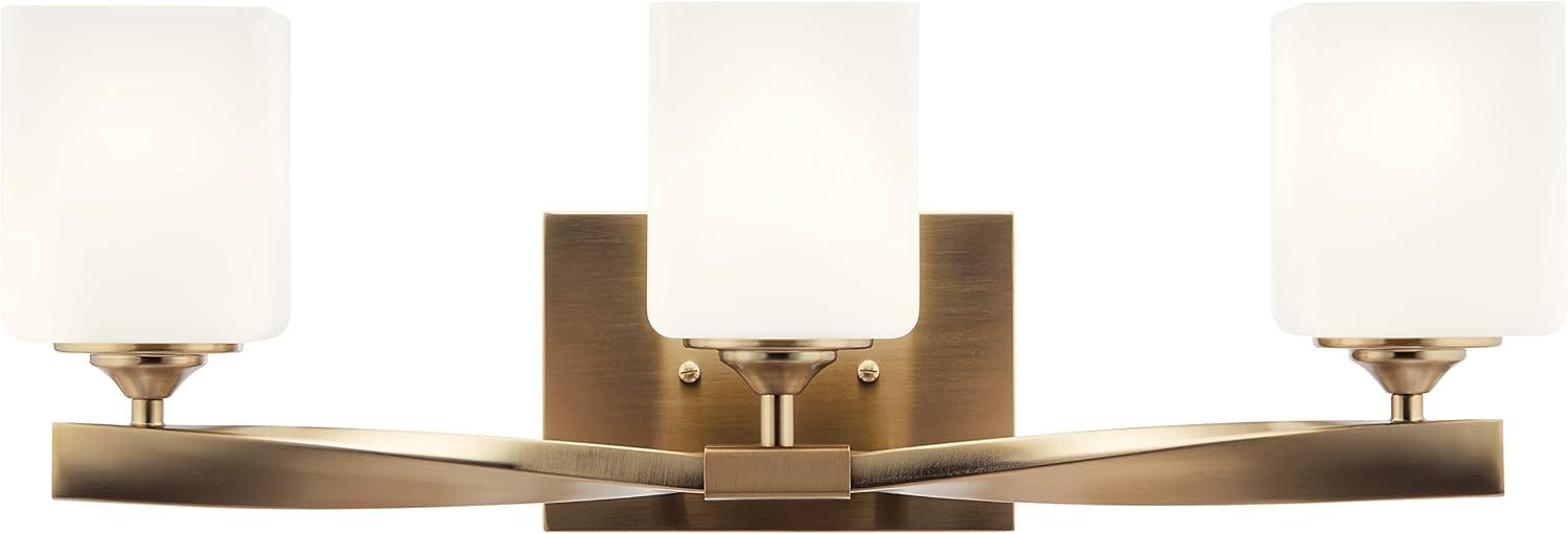 Champagne Bronze 3-Light Vanity with Satin Etched Glass