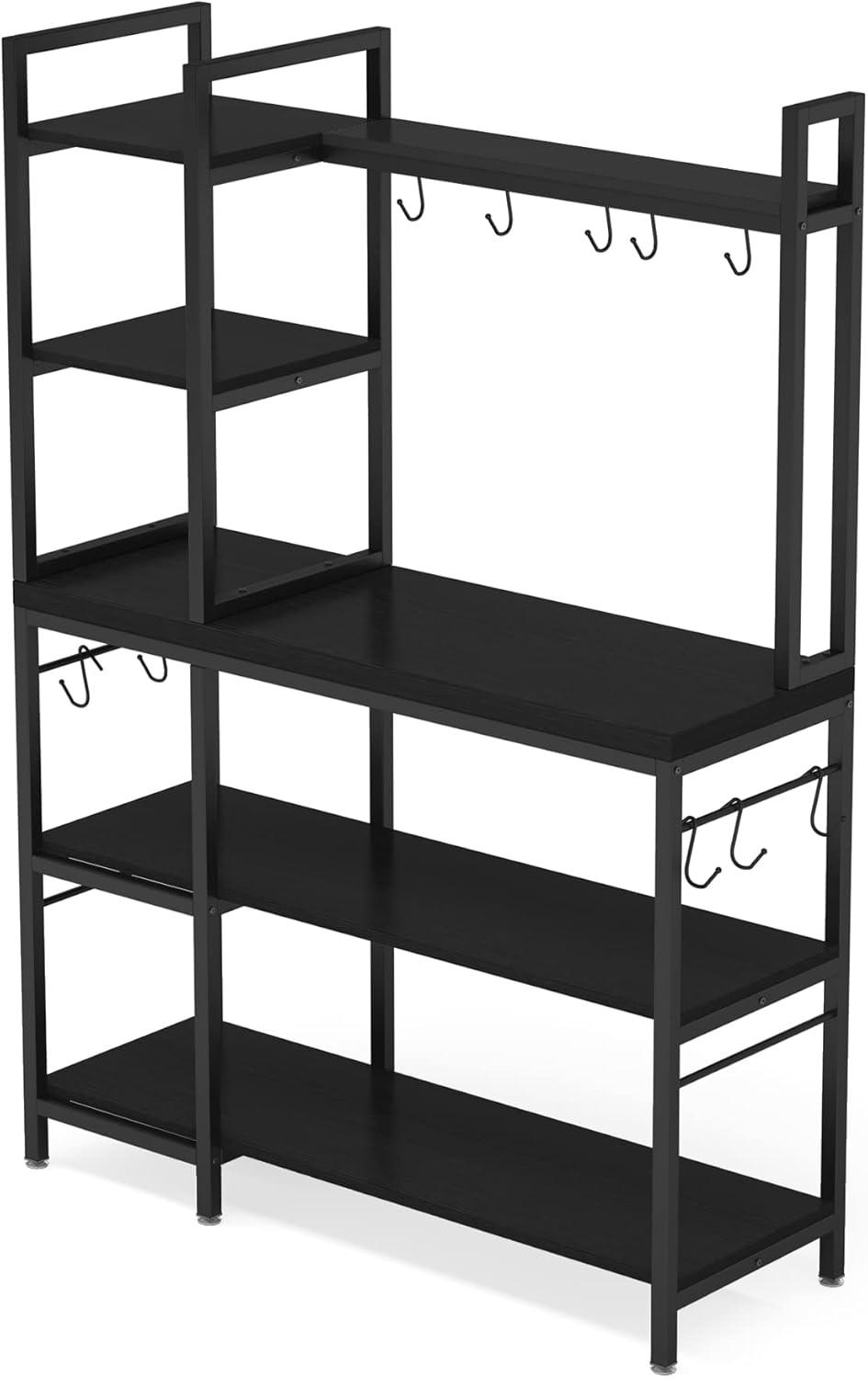 Tribesigns Kitchen Bakers Rack with Storage, 43 inch Microwave Stand 5-Tier Kitchen Utility Storage Shelf Rack with 10 Hooks, Metal Kitchen Rack Organizer for Kitchen, Living Room