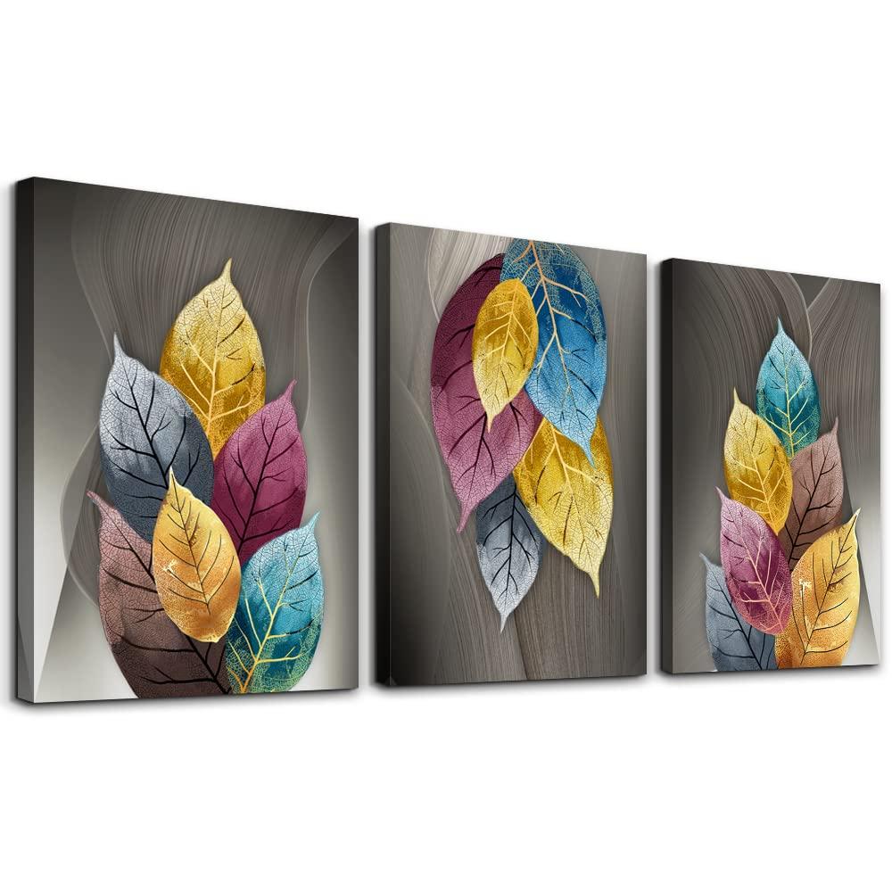 Canvas Wall Art For Living Room Family Wall Decor For Bedroom Kitchen Decor Artwork Abstract Leaves Painting Fashion Office Wall Pictures Poster Prints Bathroom Home Decorations 12" X 16" 3 Pieces
