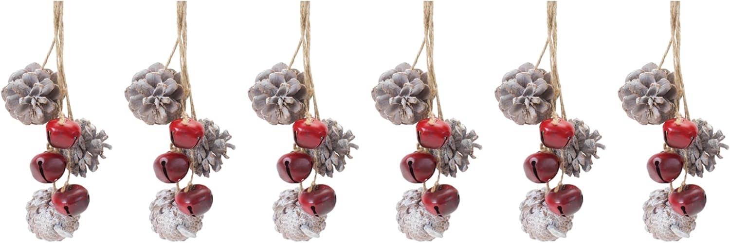 Melrose Bell and Pine Cone Drop Ornament (Set of 6)