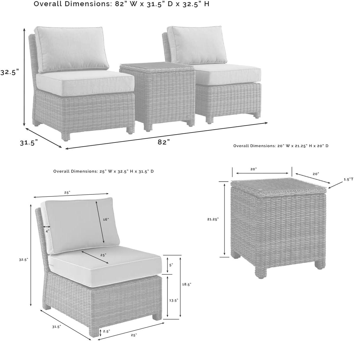 Crosley Furniture Bradenton 3 Pc Wicker / Rattan Outdoor Chair Set in Gray/Brown