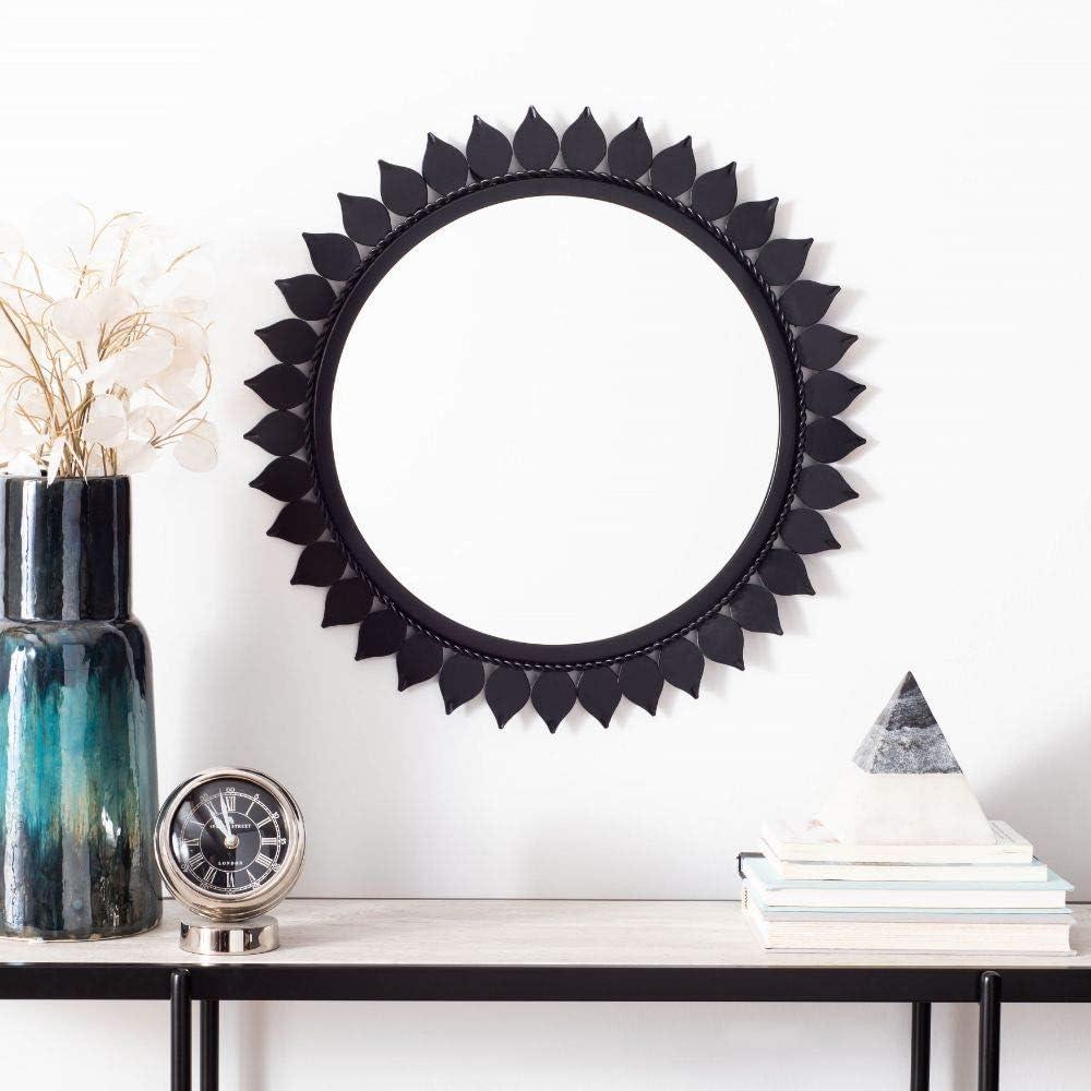 Nally 21-Inch Matte Black Round Wood Mirror