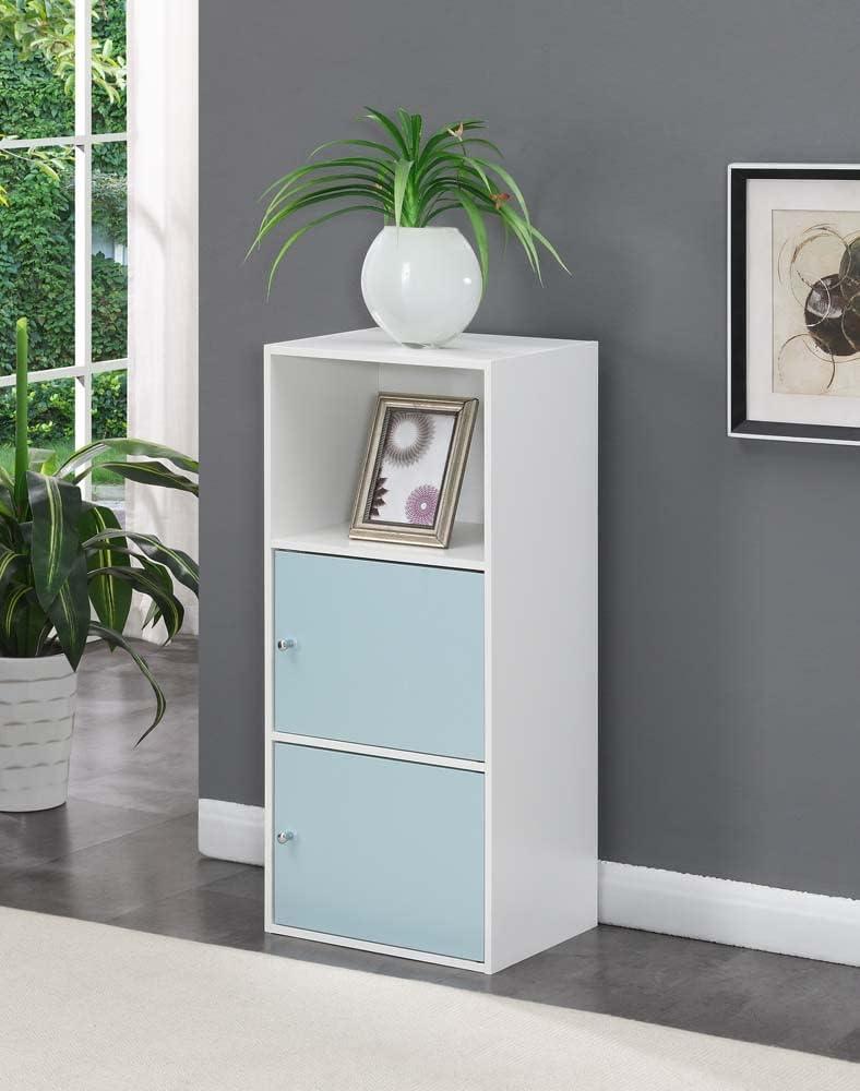 Seafoam Whisper 17" White Office Storage Cabinet with Chrome Knobs