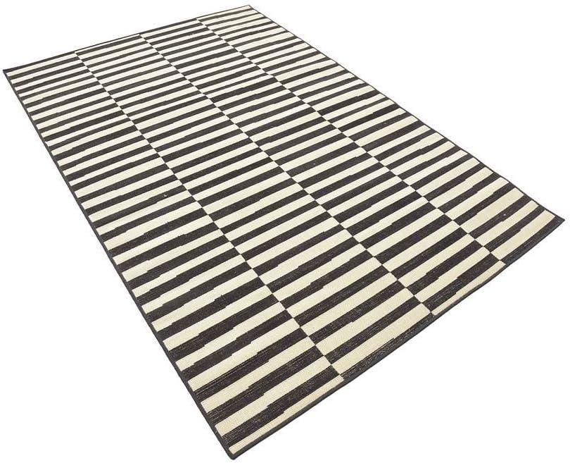 Unique Loom Williamsburg Collection Area Rug - Striped (4' x 6' Rectangle Black/Ivory)