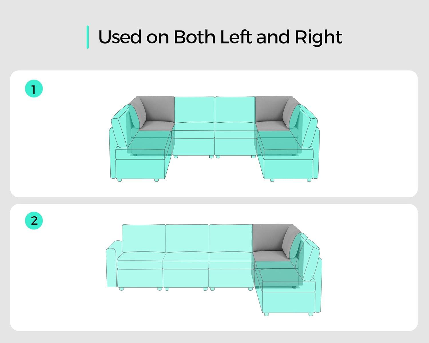 LINSY HOME Corner Seat Module for RUBIK I Modular Sectional Couches and Sofas with Storage, Light Gray