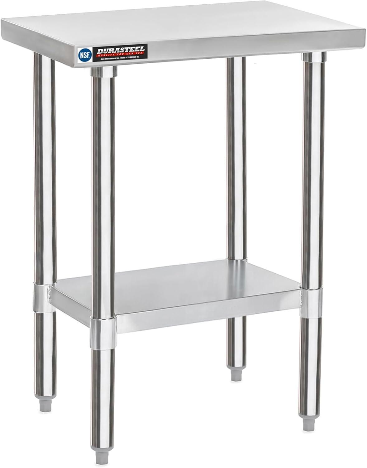 Compact Stainless Steel Kitchen Work Table with Undershelf