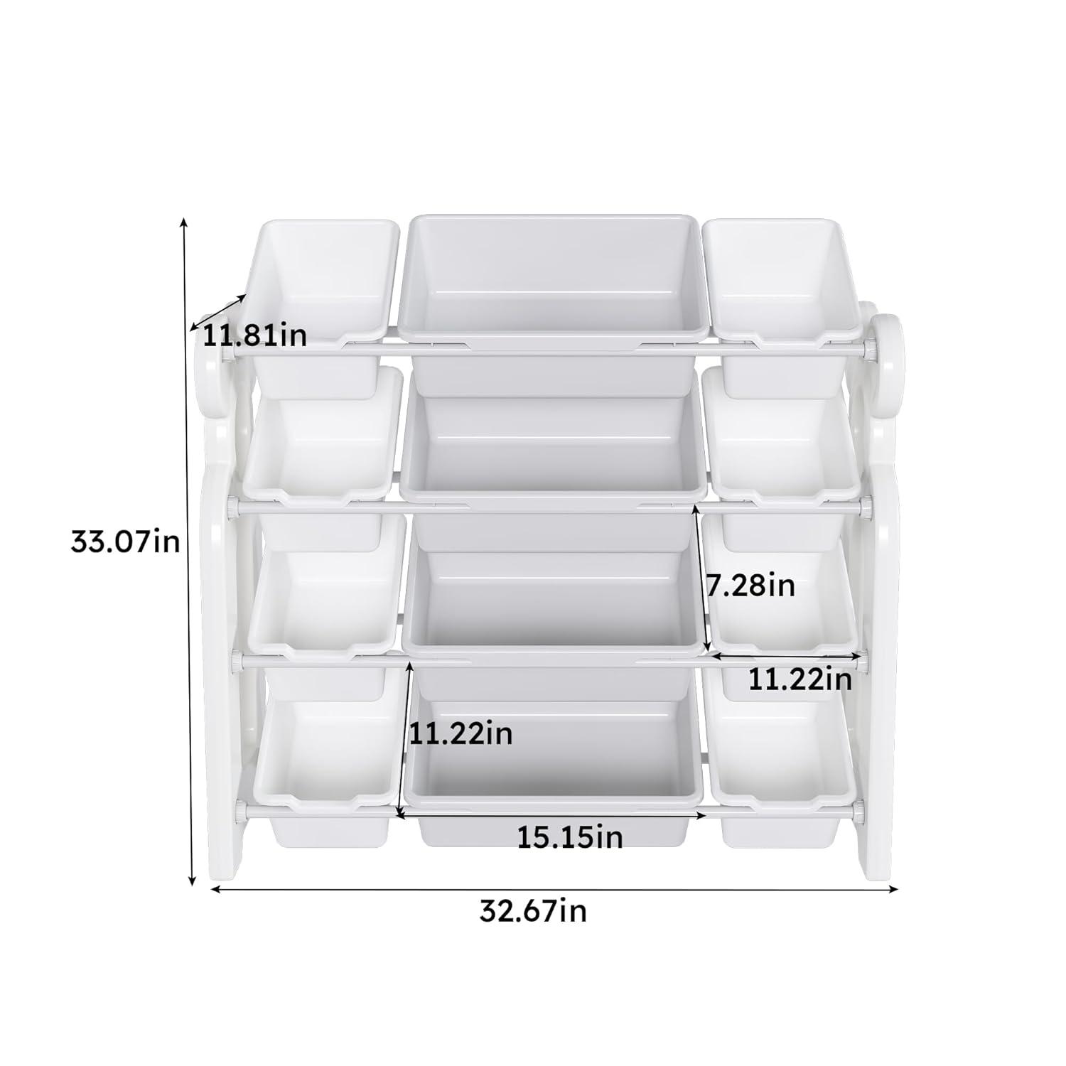 3-Tier Kids Toy Storage Organizer Shelf, Child Storage Cabinet with 6 Plastic Bins, Multi-Functional Nursery Storage Rack for Playroom Bedroom Living Room, Green