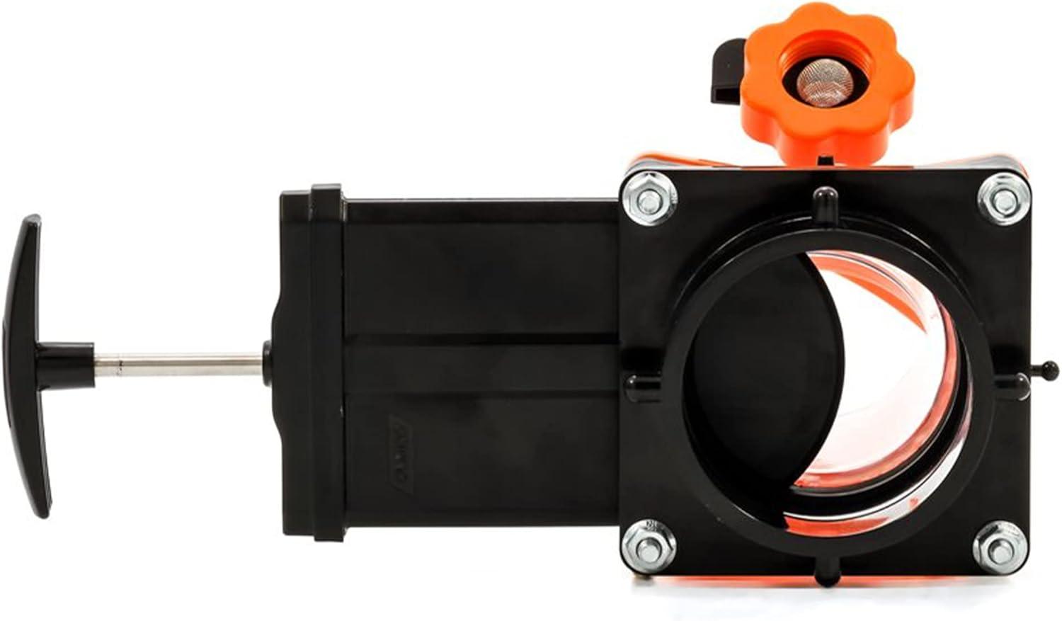 Camco Rhino Blaster Pro Clear Elbow Trailer RV Holding Tank Rinser w/Gate Valve, Vacuum Breaker, & 4-Prong Bayonet Swivel Fitting for Waste Management