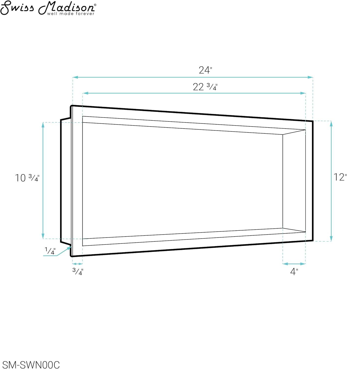 Voltaire 12" x 24" Stainless Steel Single Shelf Wall Niche