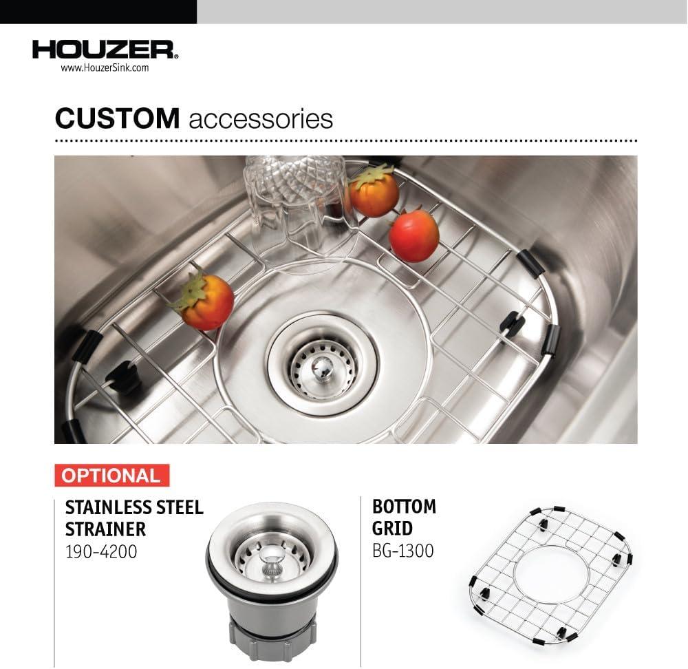 Houzer Hospitality 15 inch Stainless Topmount 2-hole 6 inch Deep Bar Sink with Strainer - 1515-6BS-C