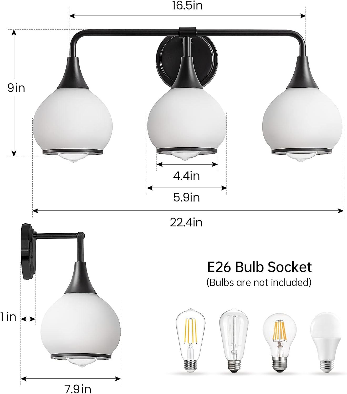 Black and Gold Bathroom Light Fixtures 2-Lights Vanity Lights with Clear Glass Shade Bathroom Vanity Light 14 Inch Wall Sconces(Exclude E26 Bulb)…