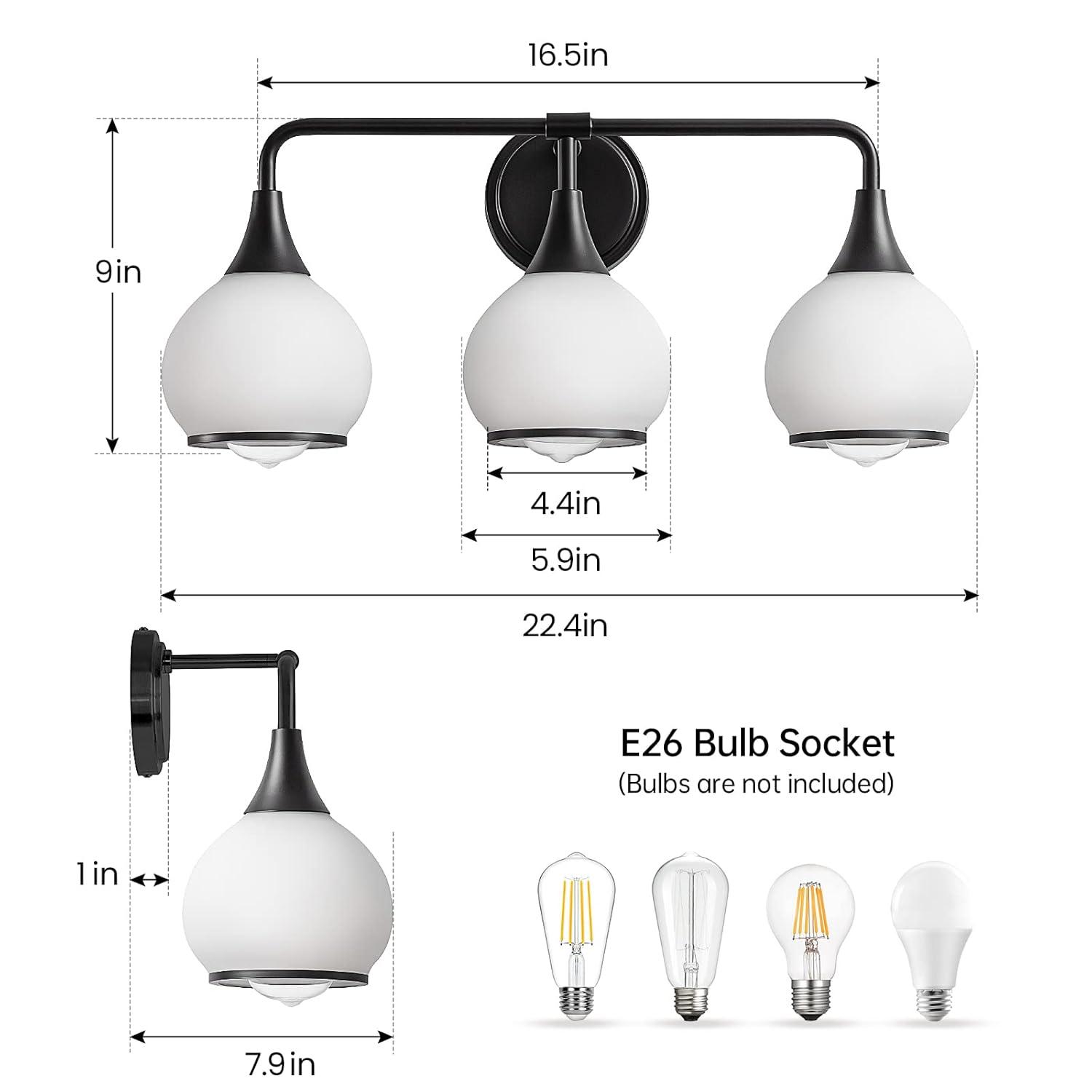 Black and Gold Bathroom Light Fixtures 2-Lights Vanity Lights with Clear Glass Shade Bathroom Vanity Light 14 Inch Wall Sconces(Exclude E26 Bulb)…