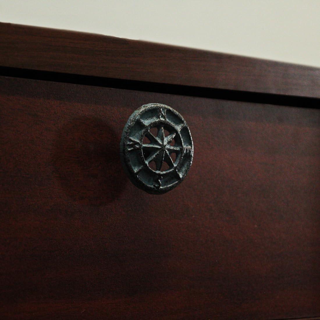 Zeckos Set Of 12 Light Blue Cast Iron Compass Rose Drawer Pulls Cabinet Hardware Knobs (Set of 12)
