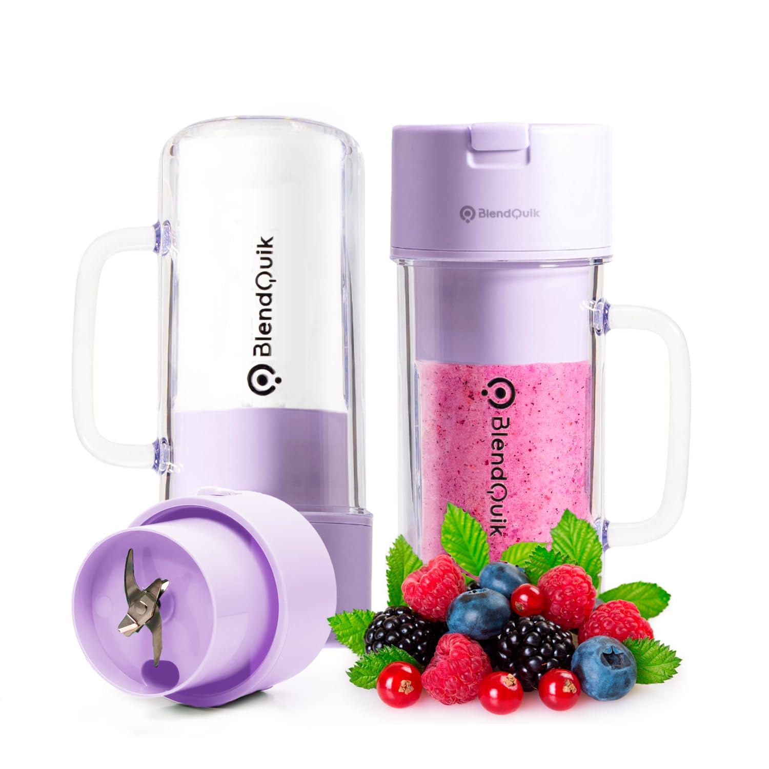 Personal Portable Blender For Shakes & Smoothies, Leakproof & Stylish Portable Mason Jar Shaker, Rechargeable Mini Blender with 10-Blade Blending System 14oz, Purple